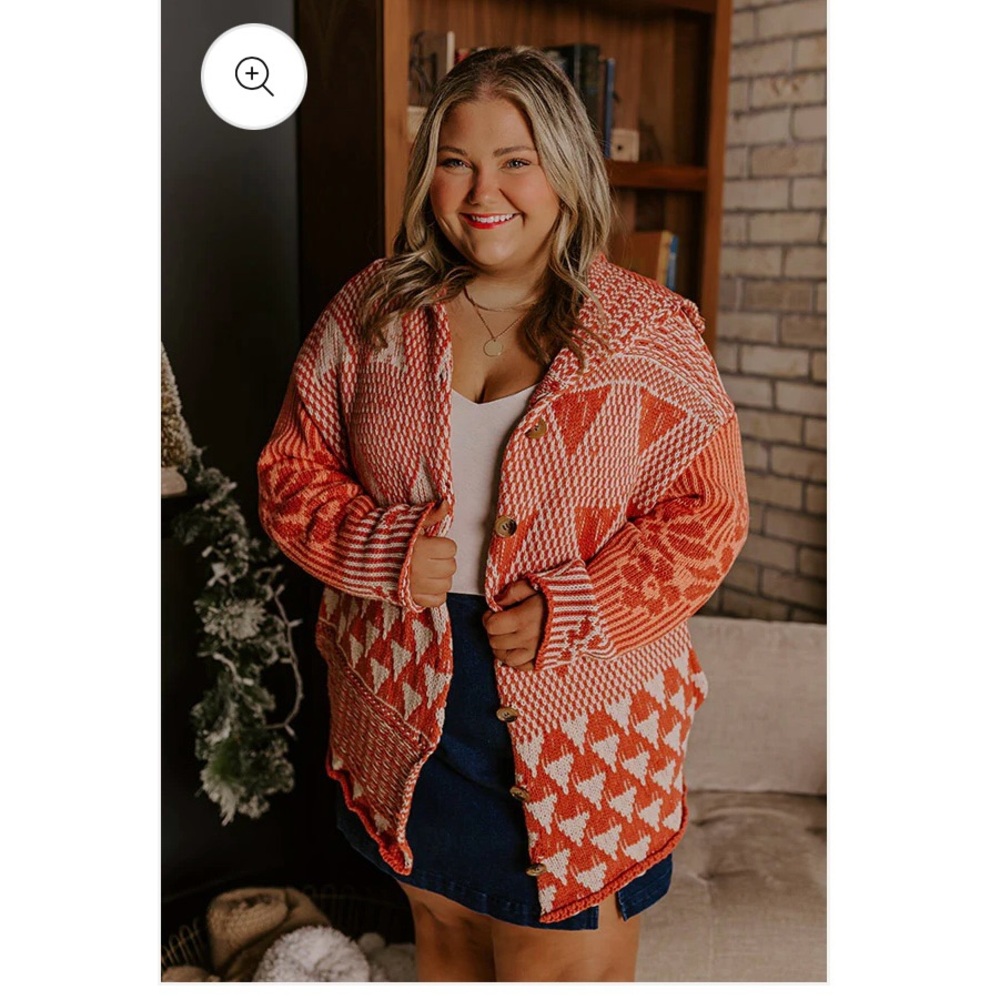 Impression’s Boutique Orange Patterned Women's Sweater